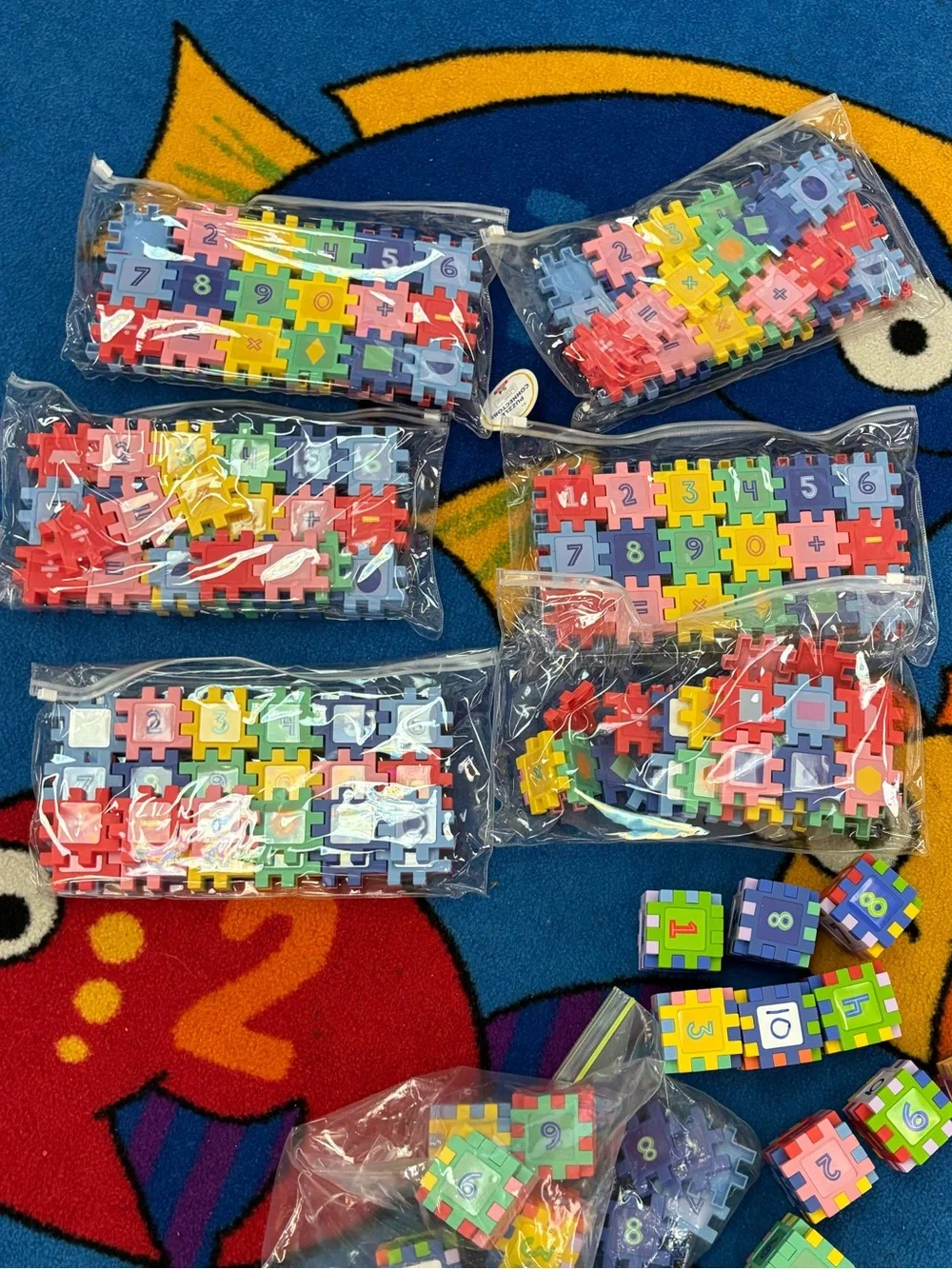 Colorful Number Puzzle Blocks - Multicolor Educational Toy Set of 6